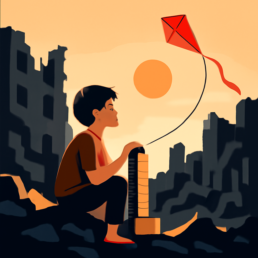 Illustration for: Trying to Survive Gaza’s War-Torn Present, and Hoping for a Future